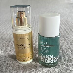 💋3/$10💋2 Used Bath & Body Works Vanilla Romance & PINK Cool & Bright Body Mists